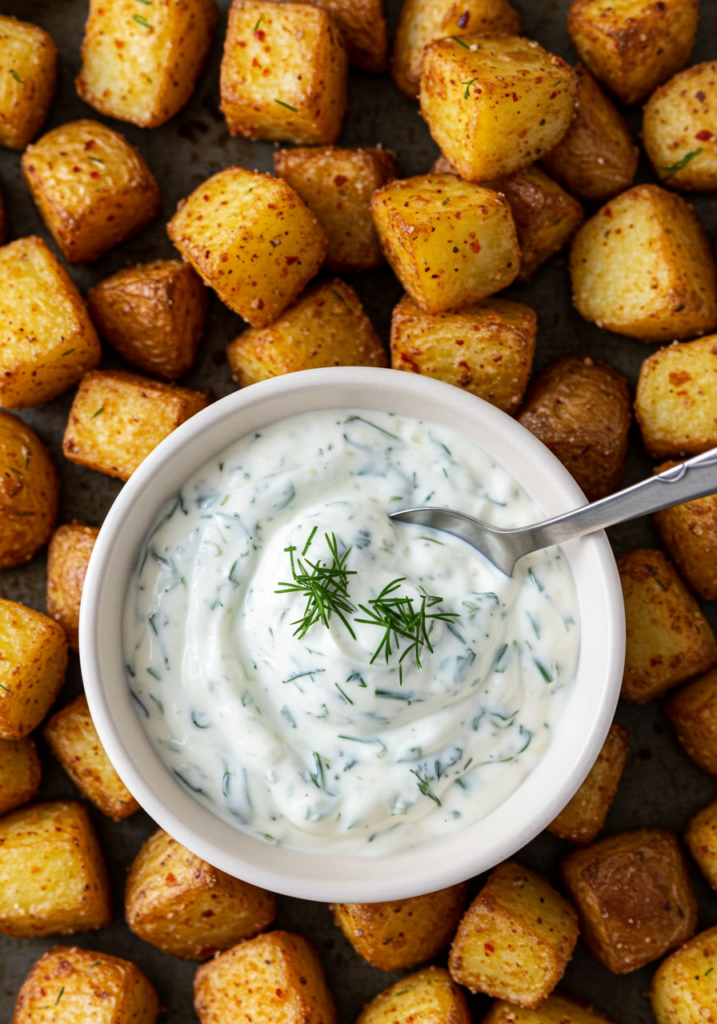 Crispy Potato Bites with Herb Yogurt Sauce