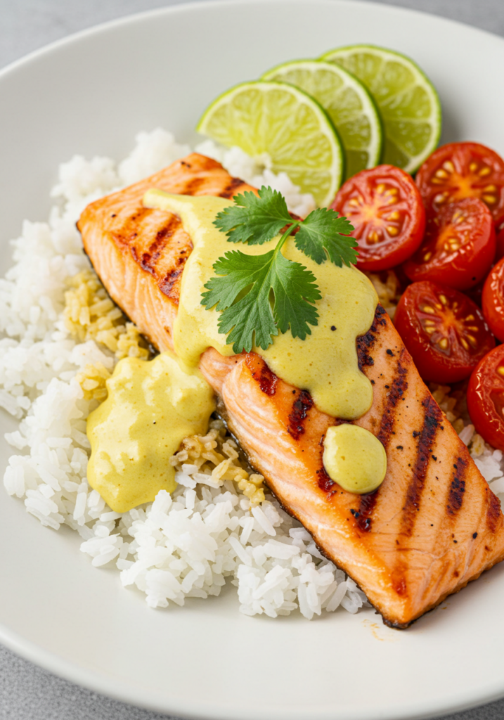 One-Pan Coconut Curry Salmon with Garlic Butter