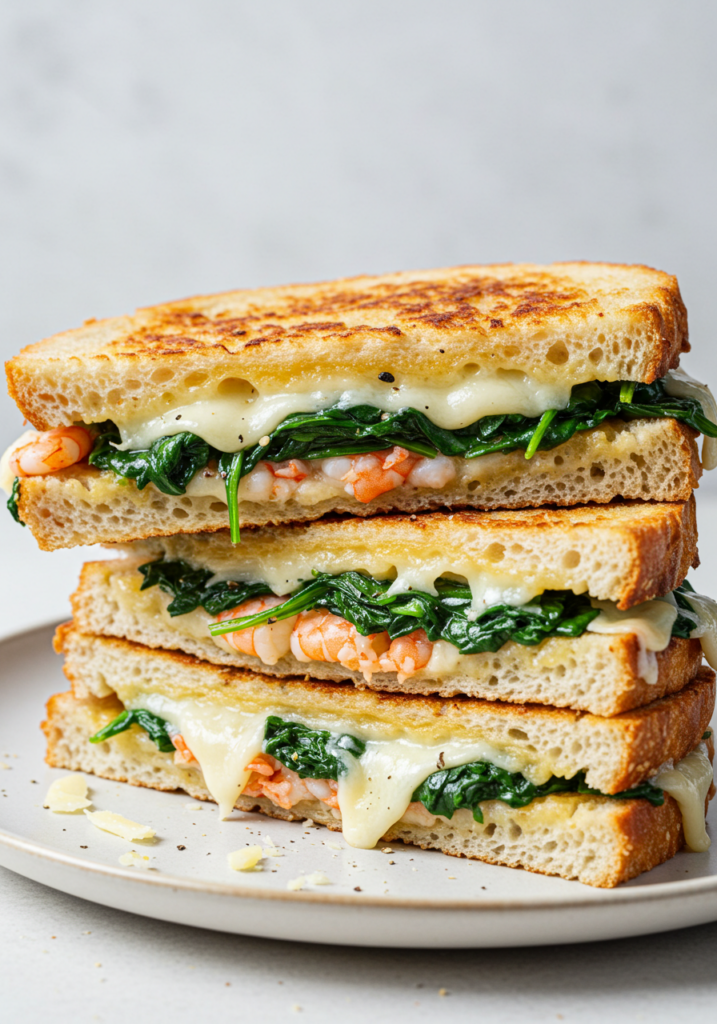 Shrimp and Spinach Sourdough Melt