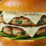 White Cheddar and Spinach Chicken Burger