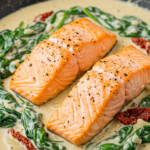 Tuscan Salmon with Parmesan Cream Sauce