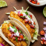 Fried Fish Tacos with Red Onion-Tomato Salsa