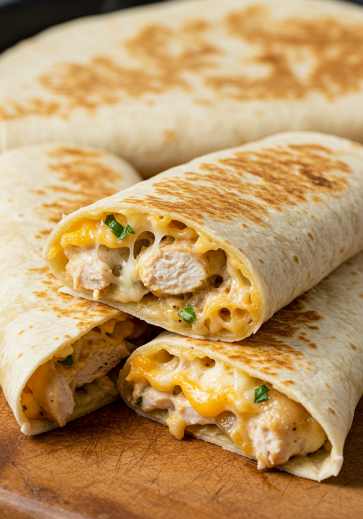 Cheesy Garlic Chicken Wraps