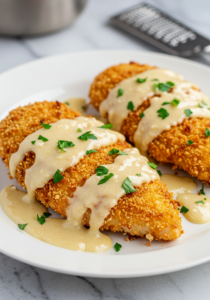 Crispy Parmesan Chicken with a Rich Garlic Sauce