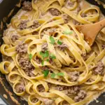 One-Pot Creamy Beef and Garlic Butter Pasta