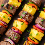 Grilled Teriyaki Steak and Pineapple Kabobs
