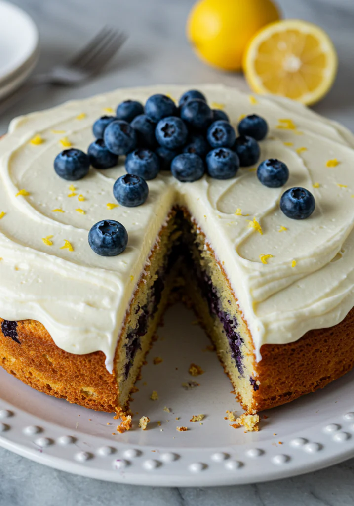 Blueberry Cake with Lemon Cream Cheese Frosting